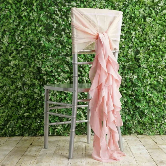 Efavormart 20 PCS Wedding Chiffon Chair Sashes Blush Draping Aisle Chair Decorations Wrinkle-Free Chair Covers for Party Dining Banquet Ceremony Reception Floral Arrangement Outdoors Decor