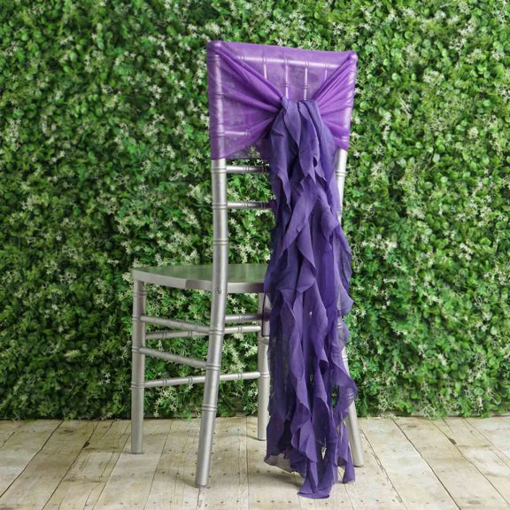 Efavormart 20 PCS Wedding Chiffon Chair Sashes Purple Draping Aisle Chair Decorations Wrinkle-Free Chair Covers for Party Dining Banquet Ceremony Reception Floral Arrangement Outdoors Decor