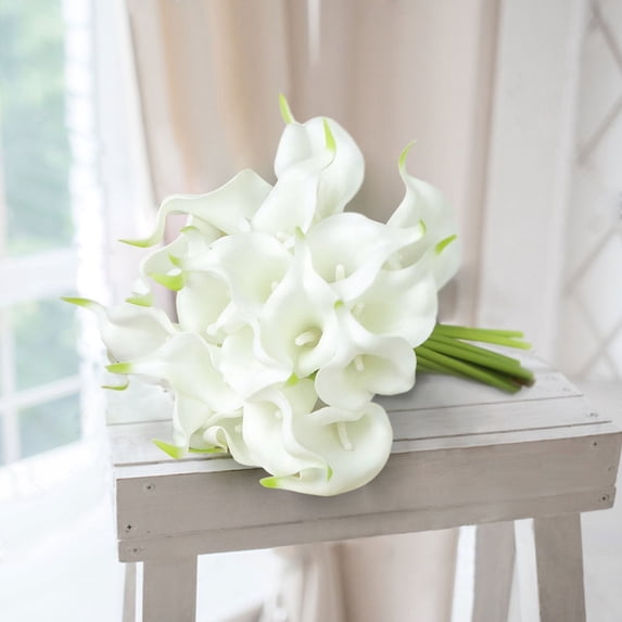 Efavormart 20 Pack 14" Tall Artificial Calla Lily Flowers Real Touch Single Stem Calla Lilies - White