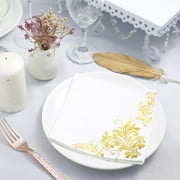 Efavormart 20 Pack 3 Ply Metallic Gold Intricate Design Paper Napkins Wedding Cocktail Napkins Dinner Napkins