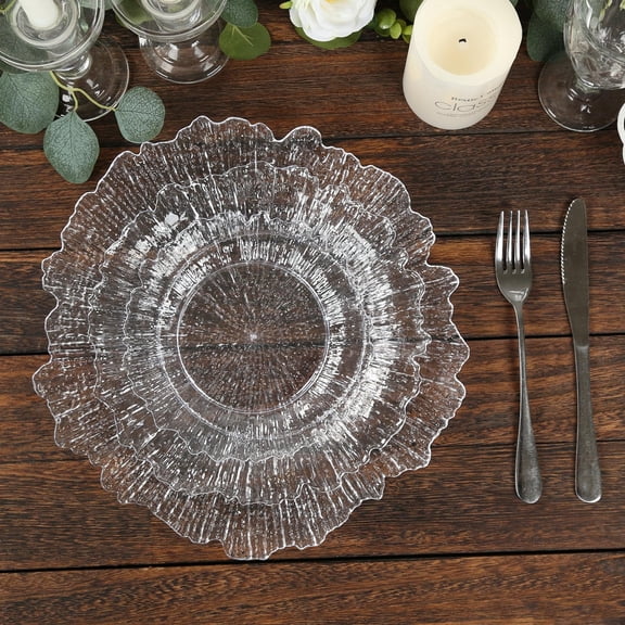 Efavormart 20-Pack Clear Reef Design Plastic Plates – 10" Dinner Party Plates – Elegant Disposable Tableware