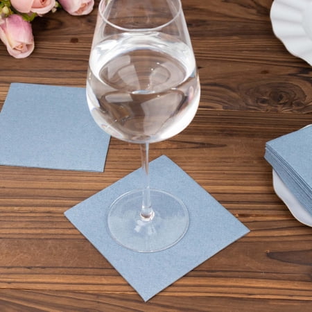 Efavormart 20 Pack | Dusty Blue Soft Linen-Feel Airlaid Paper Beverage Napkins, Highly Absorbent Disposable Cocktail Napkins