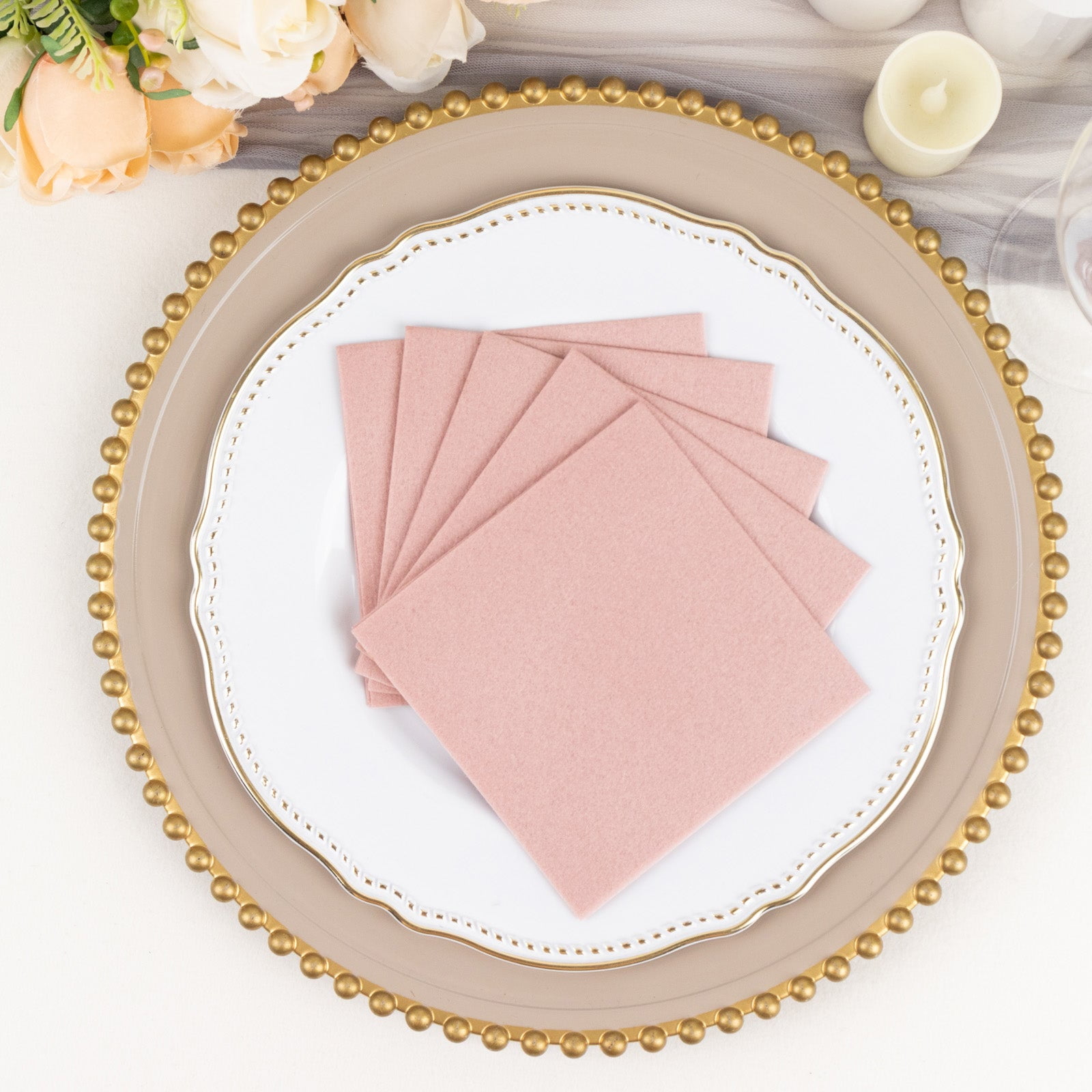 Efavormart 20 Pack | Dusty Rose Soft Linen-Feel Airlaid Paper Beverage Napkins, Highly Absorbent ...