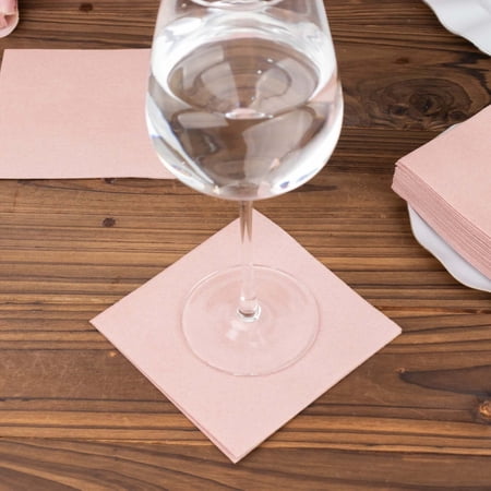 Efavormart 20 Pack | Dusty Rose Soft Linen-Feel Airlaid Paper Beverage Napkins, Highly Absorbent Disposable Cocktail Napkins