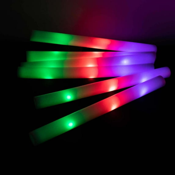 Efavormart 20 Pack Multicolor LED Foam Glow Sticks With 3 Flashing Modes, Reusable Battery Operated Light Sticks - 19"