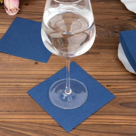 Efavormart 20 Pack | Navy Blue Soft Linen-Feel Airlaid Paper Beverage Napkins, Highly Absorbent Disposable Cocktail Napkins