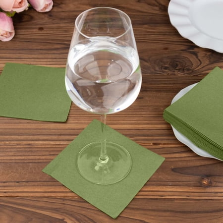 Efavormart 20 Pack | Olive Green Soft Linen-Feel Airlaid Paper Beverage Napkins, Highly Absorbent Disposable Cocktail Napkins