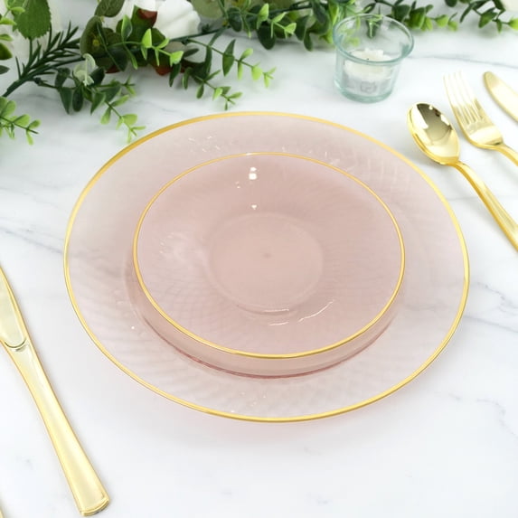 Efavormart 20-Pack Round Plastic Dessert Plates – Pearl Blush 7