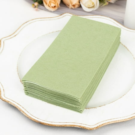 Efavormart 20 Pack | Sage Green Soft Linen-Feel Airlaid Paper Party Napkins, Highly Absorbent Disposable Dinner Napkins