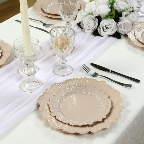 Efavormart 20-Pack Taupe Reef Design Plastic Plates – 7" Dessert & Appetizer Party Plates – Elegant Disposable Tableware