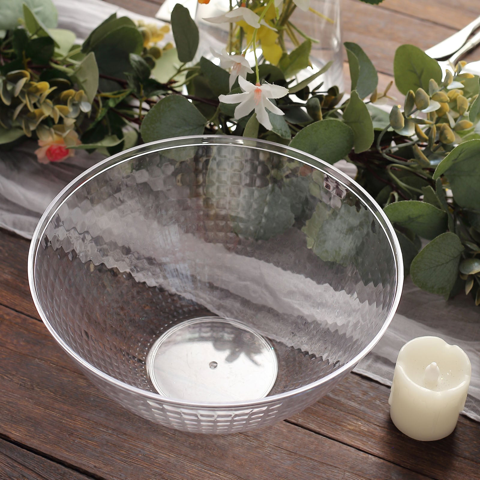 Efavormart 20 Pcs Clear Round Textured 2qt Disposable Plastic Punch