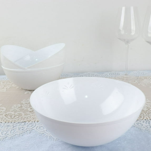 Efavormart 20 Pcs - White Round 32oz Disposable Plastic Salad Bowl Tableware For Wedding Banquet Event Party Decoration