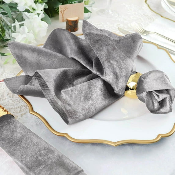Efavormart 20"x20" Charcoal Grey Wholesale Premium Seamless Velvet Linen Napkins - 5 PCS