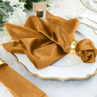 Efavormart 20"x20" Gold Wholesale Premium Seamless Velvet Linen Napkins - 5 PCS