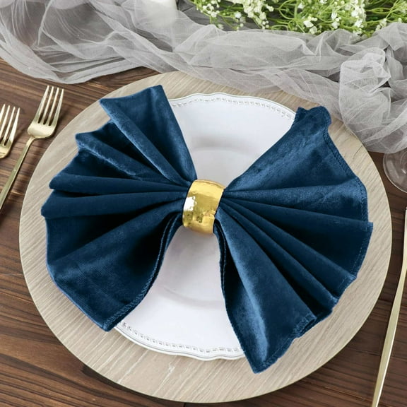 Efavormart 20"x20" Navy Blue Wholesale Premium Seamless Velvet Linen Napkins - 5 PCS