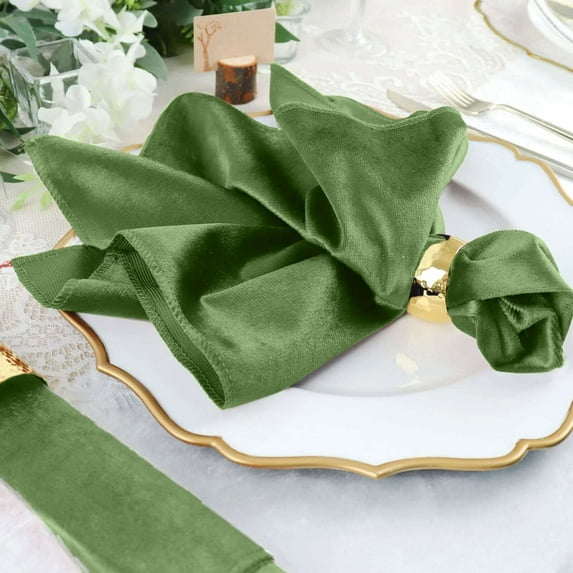 Efavormart 20"x20" Olive Green Wholesale Premium Seamless Velvet Linen Napkins - 5 PCS