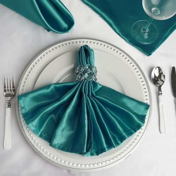 Efavormart 20"x20" Turquoise Wholesale SATIN Linen Napkins For Wedding Birthday Restaurant Party Tableware Decoration - 25 PCS