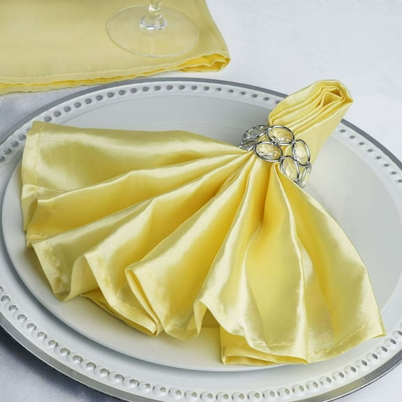 Efavormart 25 Pack | Yellow Seamless Satin Cloth Dinner Napkins, Wrinkle Resistant | 20"x20"