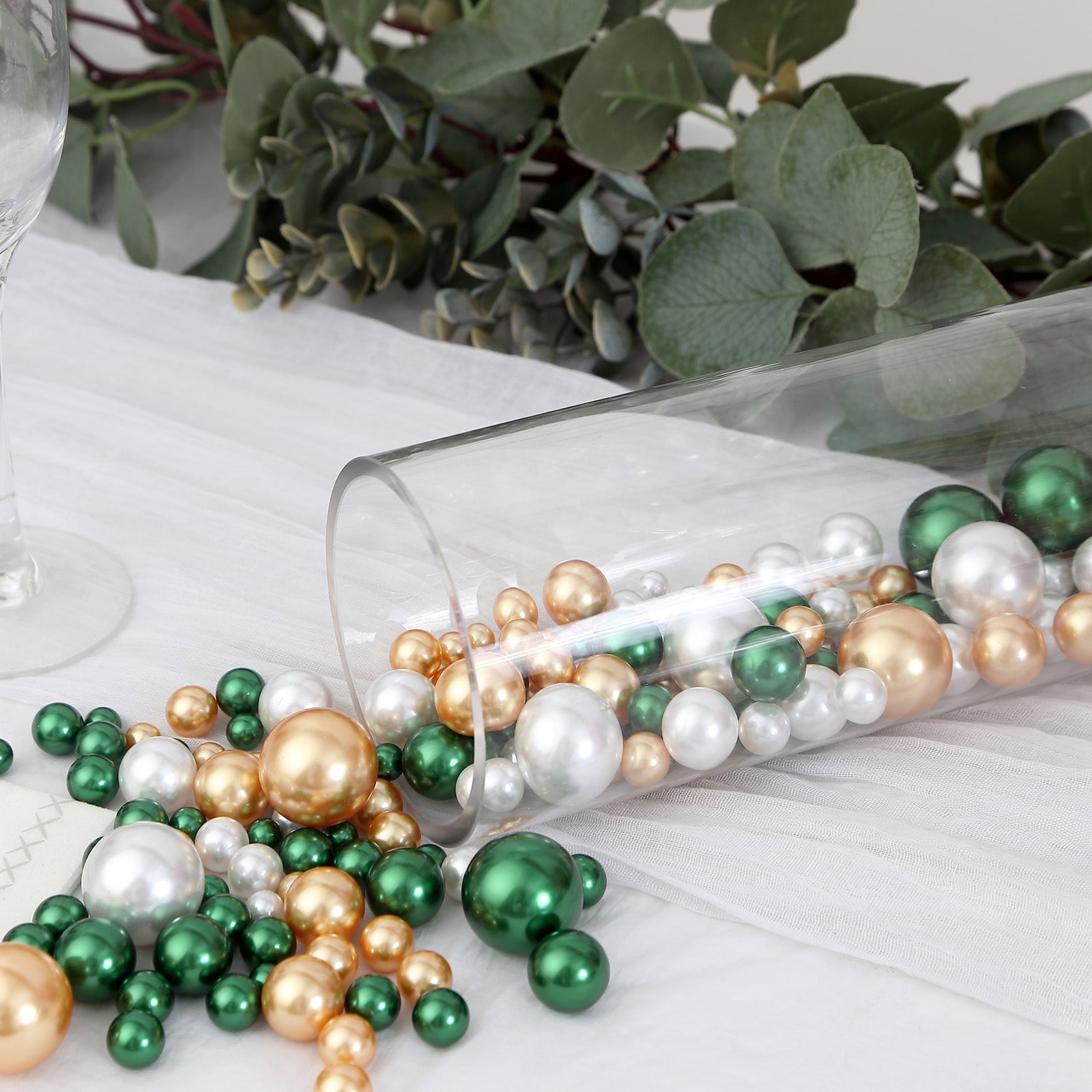 Efavormart 200Pcs Assorted Green, Gold and White Lustrous Faux Pearl ...