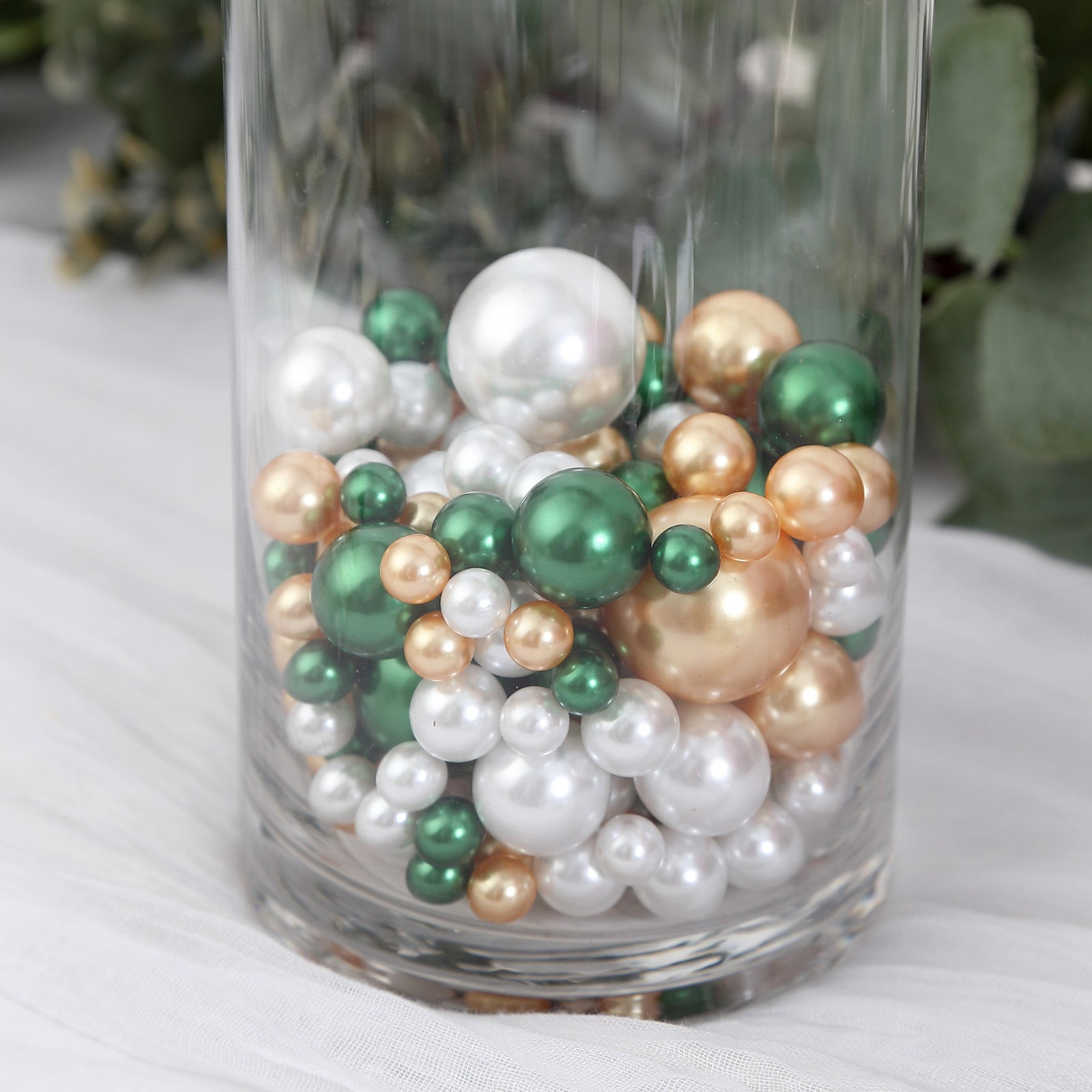 Efavormart 200Pcs Assorted Green, Gold and White Lustrous Faux Pearl ...