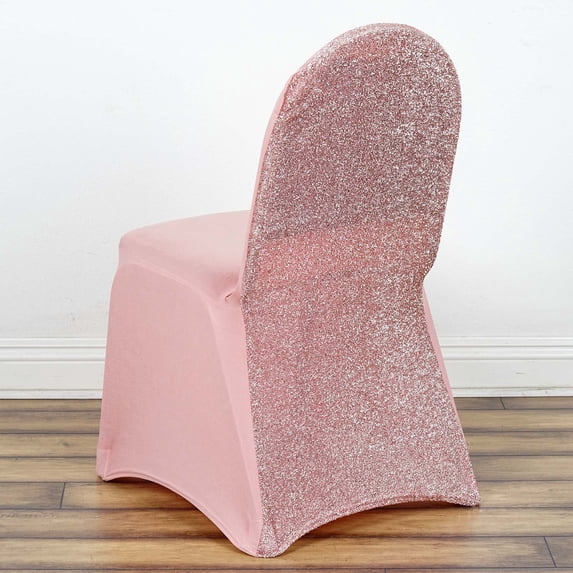 Efavormart 20PCS Rose Gold Spandex Stretch Banquet Chair Cover With Metallic Glitte Dinning Event Slipcover For Wedding Party