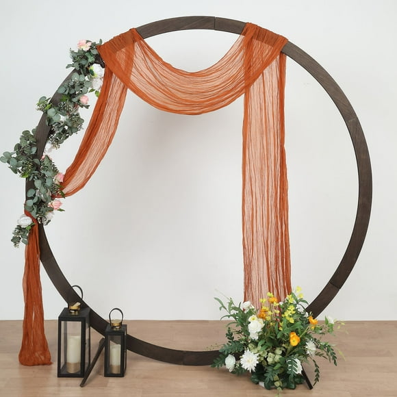 Efavormart 20ft Gauze Cheesecloth Terracotta Wedding Arch Drapery Fabric, Window Scarf Valance, Boho Arbor Decor Curtain Panel