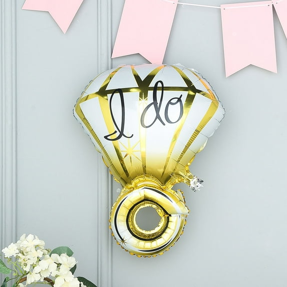 Efavormart 21" Gold Aluminum Foil Self-Sealing Balloon Wholesale Giant Diamond Engagement Ring Mylar Balloons “I Do” Foil Balloons