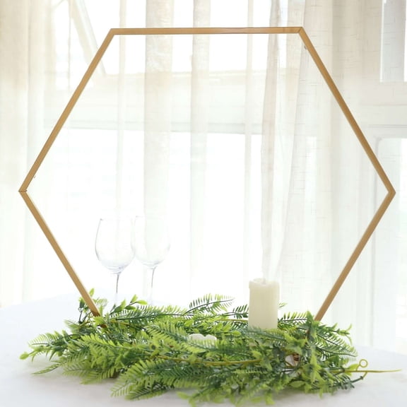 Efavormart 21" Gold Metal Hexagon Table Wedding Arch Centerpiece Stand, Geometric Self Standing Flower Balloon Frame
