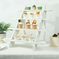 thumbnail image 1 of Efavormart 21" Rustic Whitewashed 4-Tier Wooden Ladder Shelf Dessert Display, Cascading Stair Step Cupcake Holder Stand, 1 of 11