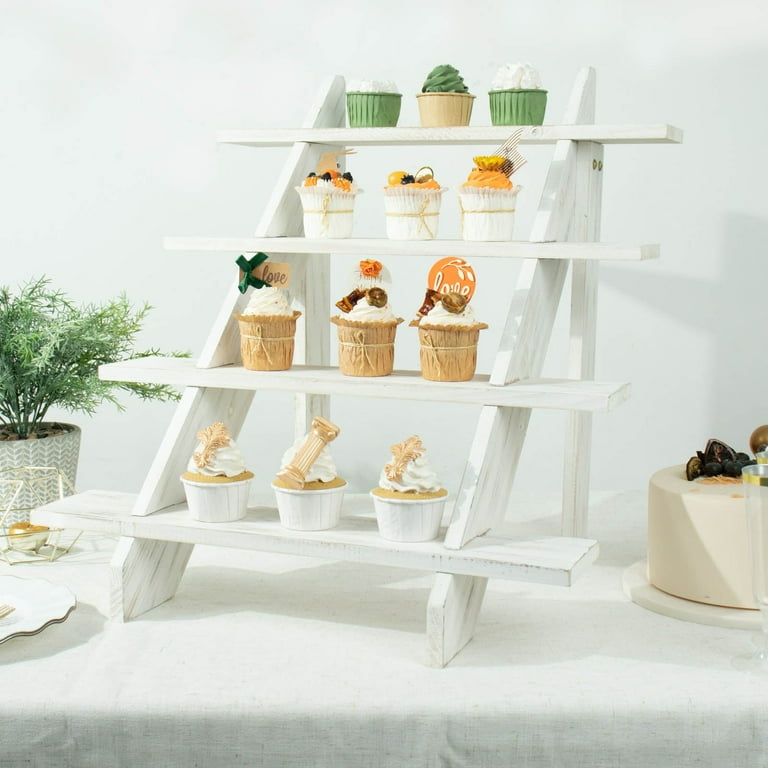 4 Step Rustic White Wood Ladder Shelf 4 Step Rustic White Wood Ladder Shelf