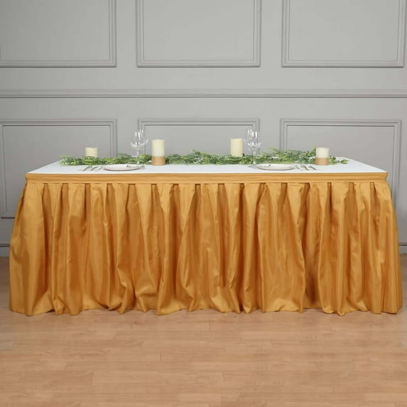 Efavormart 21ft Gold  Accordion Pleat Polyester Table Skirt for Kitchen Dining Catering Wedding Birthday Party Decorations Events