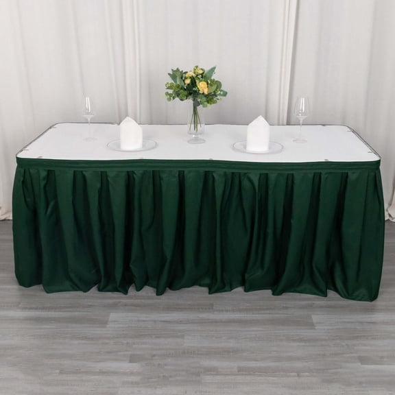 Efavormart 21ft Hunter Emerald Green Accordion Pleat Polyester Table Skirt for Kitchen Dining Catering Wedding Birthday Party Decorations Events