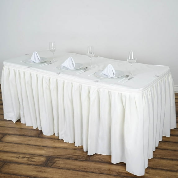 Efavormart 21ft Ivory Accordion Pleat Polyester Table Skirt for Kitchen Dining Catering Wedding Birthday Party Decorations Events