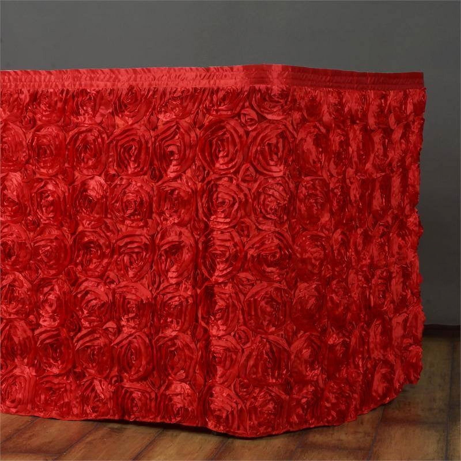 Efavormart 21ft Red Rosette Table Skirt