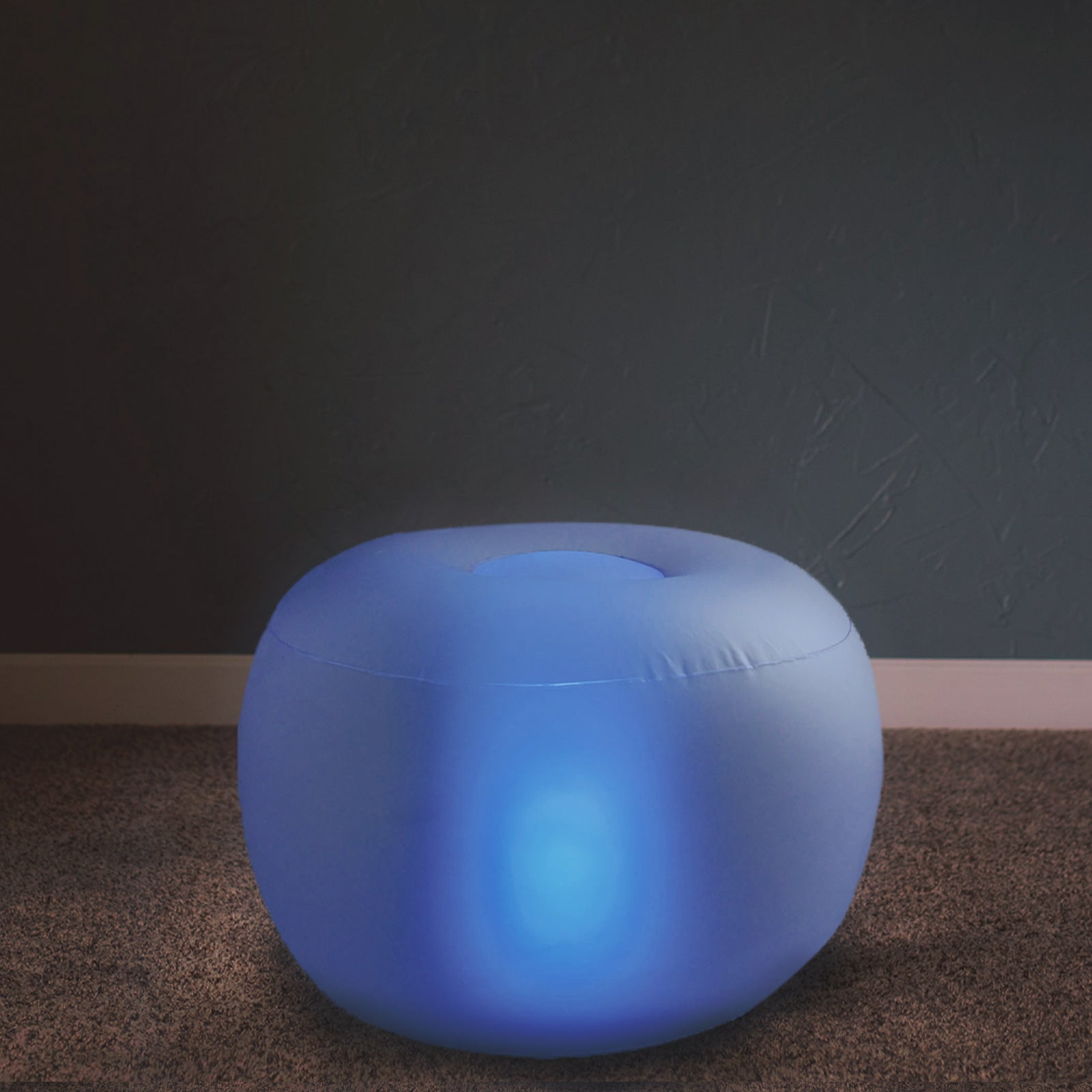 Efavormart 22" LED Light Up Inflatable Waterproof Ottoman Furniture, Illuminated Battery Operated With Remote Control