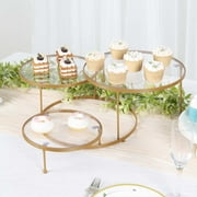 Efavormart 23" 3-Tier Gold Metal Cupcake Stand With Clear Round Acrylic Plates, Dessert Cake Display Holder