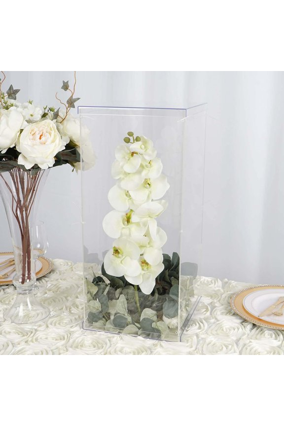 24" Acrylic & Lucite Wedding Decor Ideas Clear Display Box for Centerpieces with Interchangeable Lid and Base