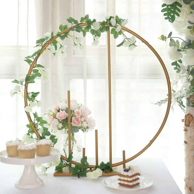 Efavormart 24" Gold Metal Round Floral Hoop Wedding Table Centerpiece ...