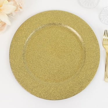 Efavormart 24 Pack | 13" Gold Glitter Acrylic Plastic Round Charger Plates