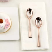 Efavormart 24 Pack 4" Rose Gold Plastic Spoon Plastic Silverware Mini Spoon Rose Gold Cake Spoon
