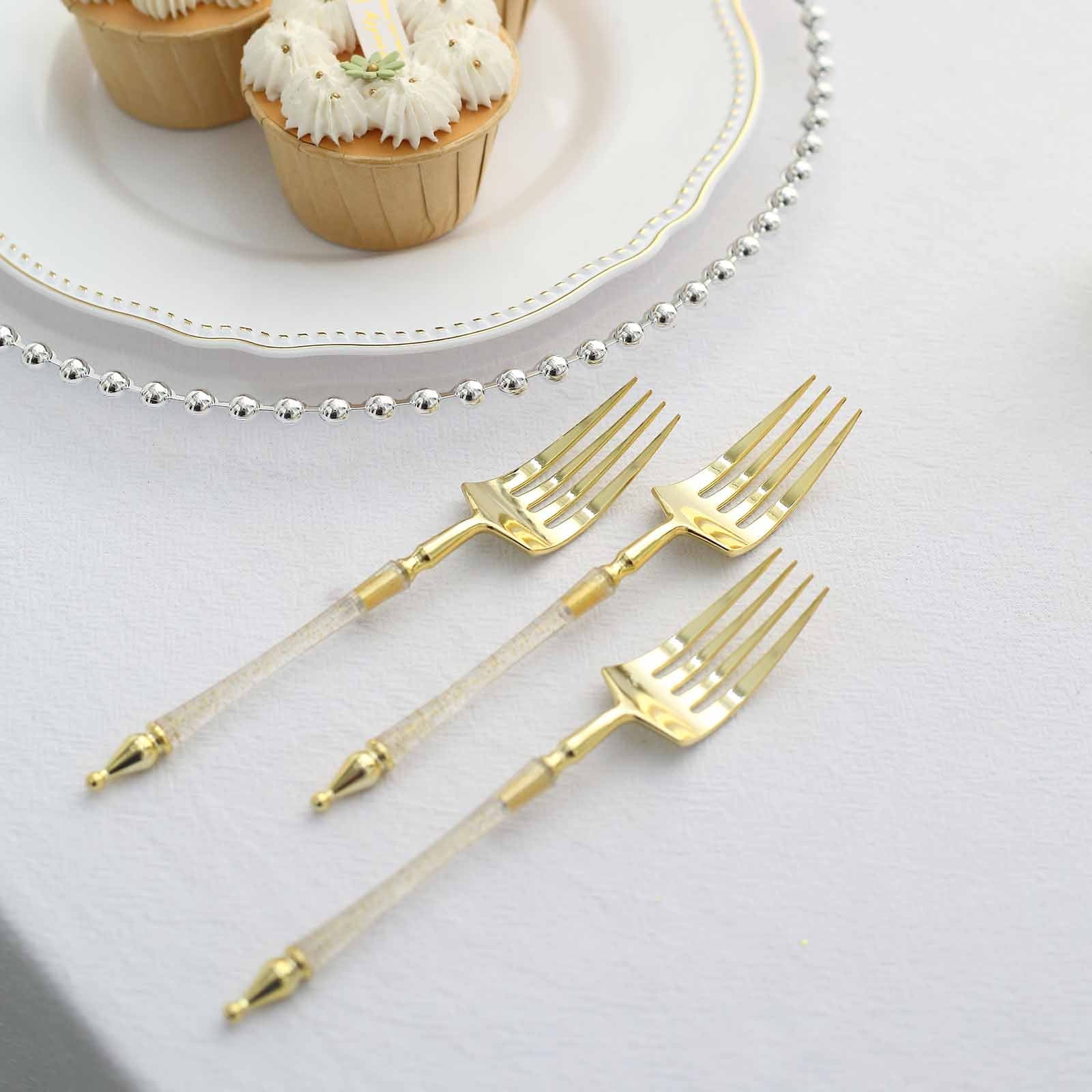 Efavormart 24 Pack | 6" Gold / Clear Glittered European Style Plastic ...