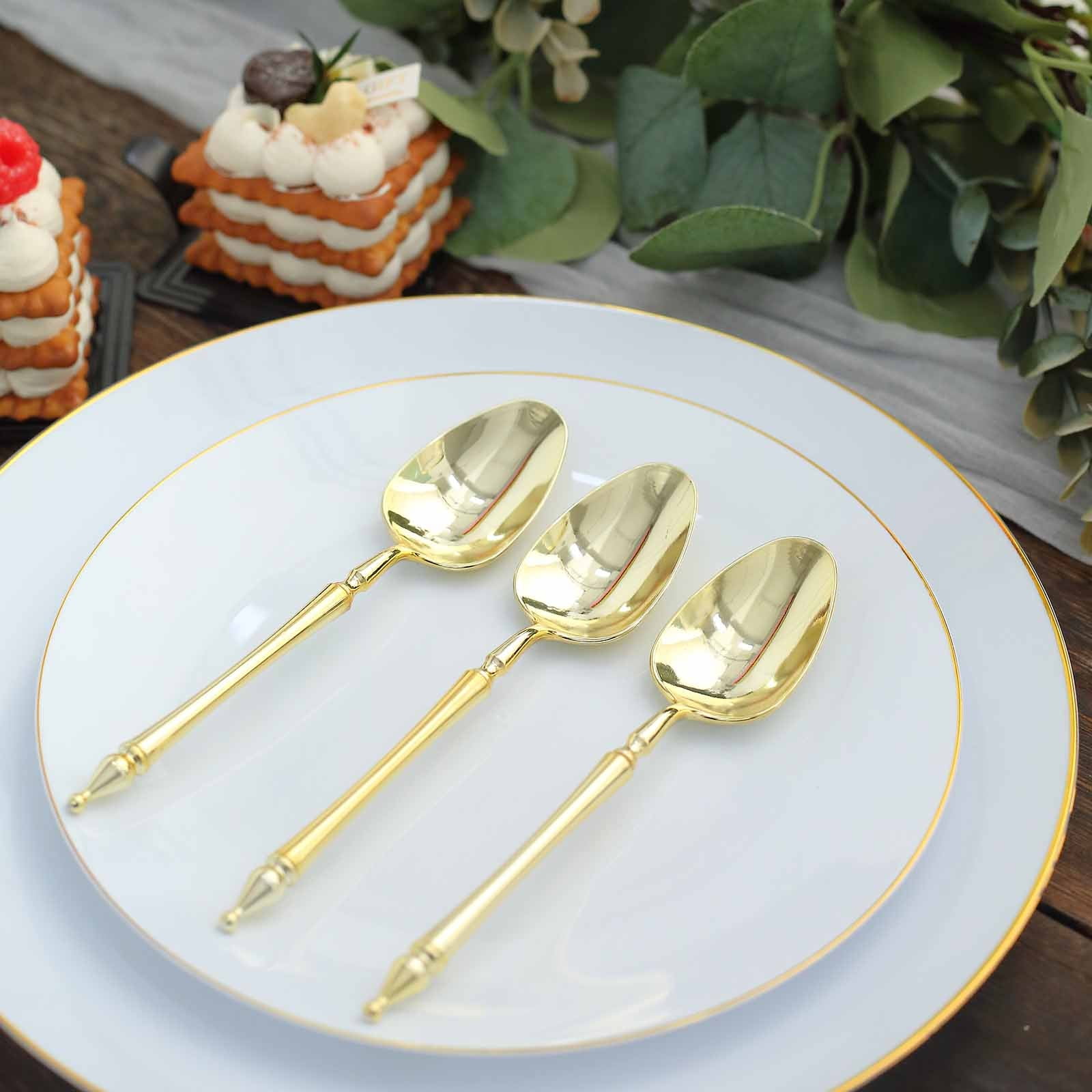 Efavormart 24 Pack | 6" Gold European Style Plastic Dessert Spoons With ...