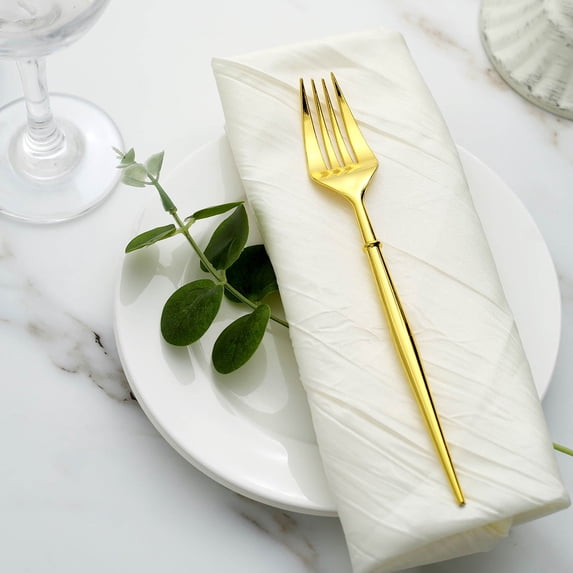 Efavormart 24 Pack | 8" Gold Heavy Duty Plastic Forks, Disposable Premium Plastic Silverware