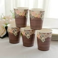 thumbnail image 1 of Efavormart 24 Pack Brown Rustic Wood Print Paper Cups with Floral Lace Rim, Disposable Party Cups - 9oz, 1 of 10