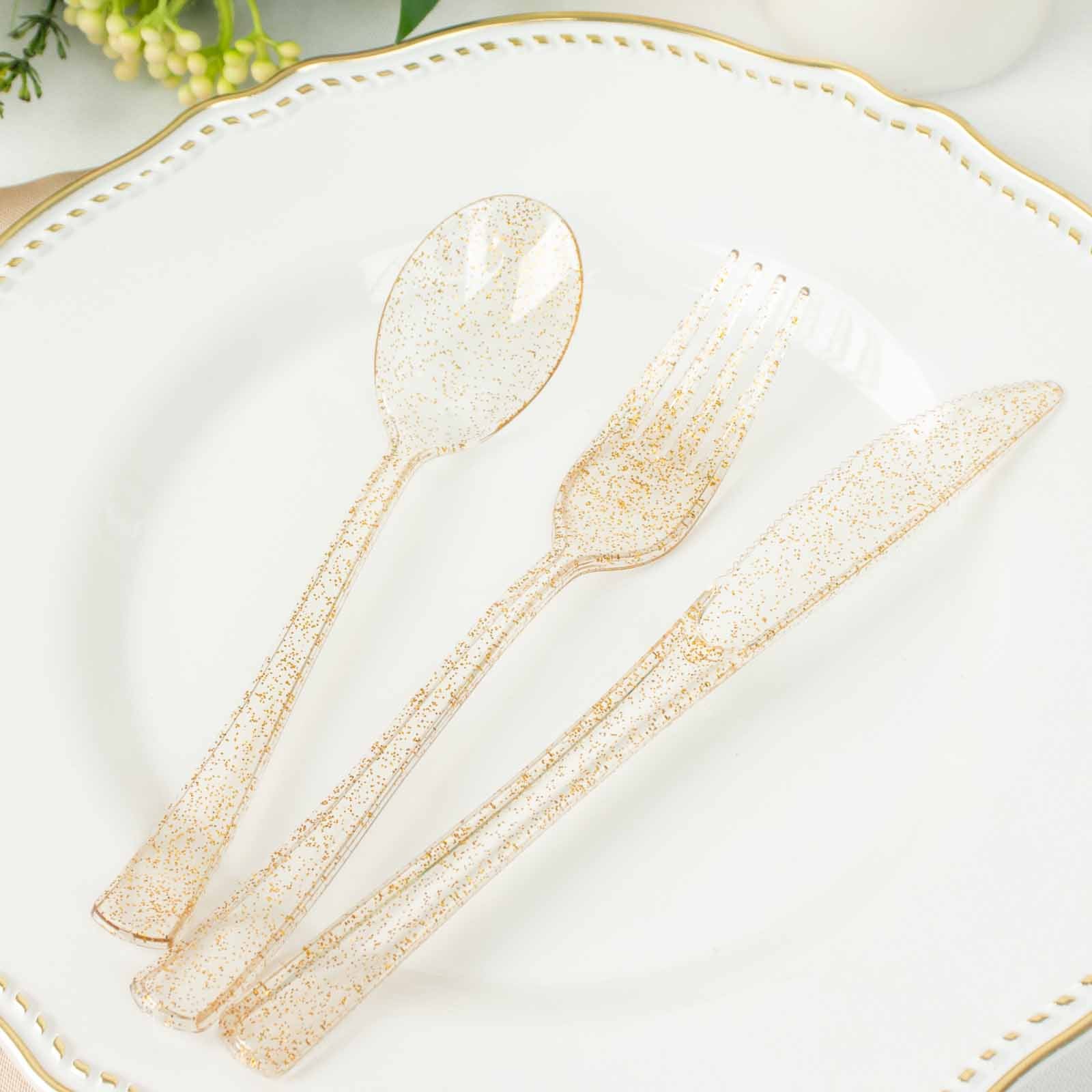Efavormart 60 Pack Metallic Rose Gold Heavy Duty Plastic Silverware Set ...