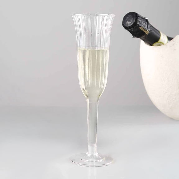 Efavormart 24-Pack Plastic Champagne Flutes 6oz Clear Flared Design - Disposable Glasses with Detachable Base