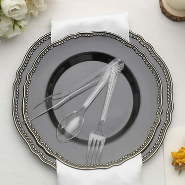Efavormart 50 Pack | Silver Heavy Duty Plastic Utensil Set, Premium ...