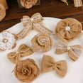 thumbnail image 1 of Efavormart 24 Pcs | Natural Burlap Flower & Bows Set w/Lace Ribbon Craft Supplies, DIY Jute Stick On Ribbon & Bows, 30 Sticker Dots Included, 8 Assorted Styles, 1 of 11