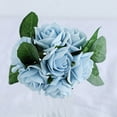 thumbnail image 1 of Efavormart 24 Roses | 2" Artificial Foam Rose With Stem And Leaves for Wedding Party Home Event Décor Wedding Anniversary Party - Dusty Blue, 1 of 10