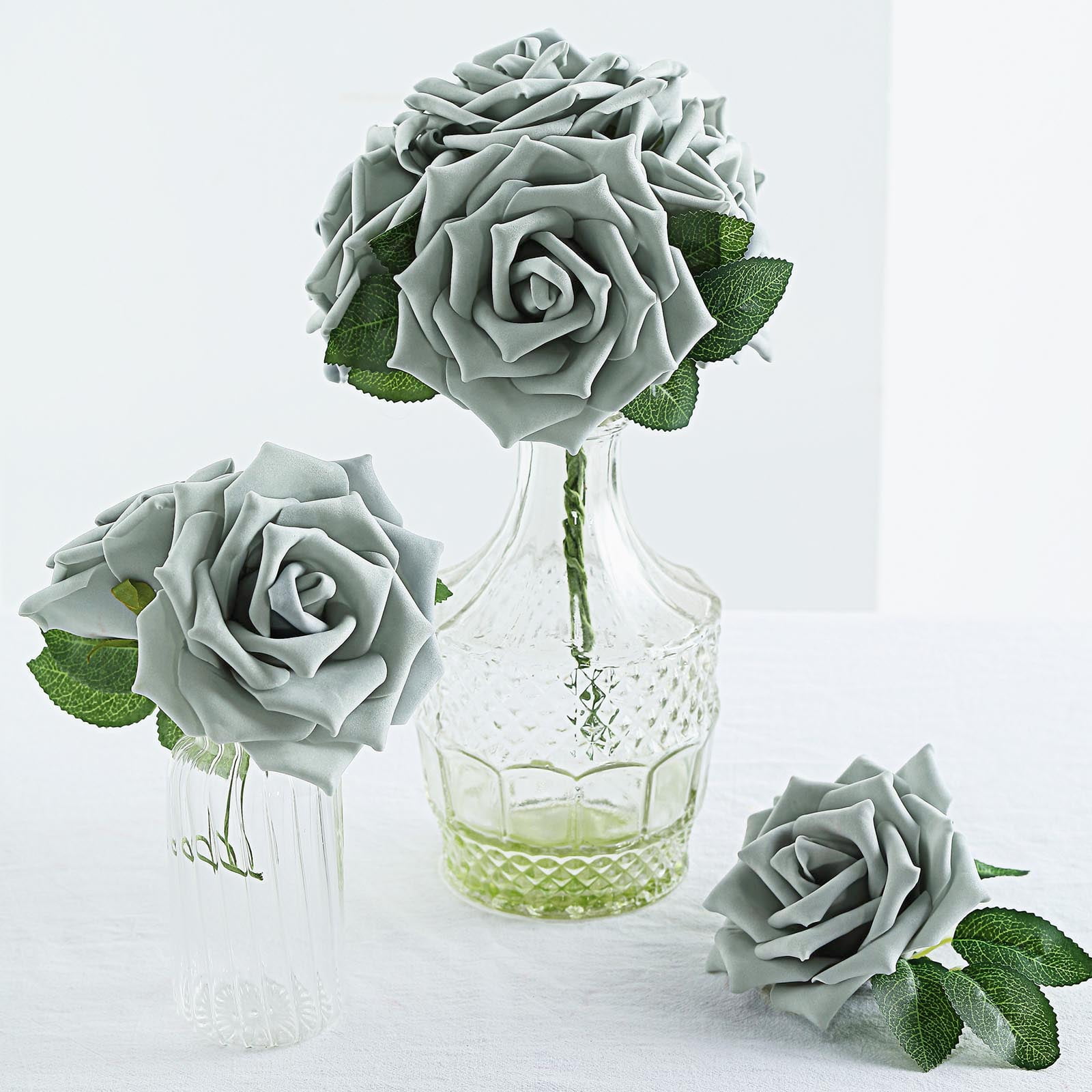 Efavormart 24 Roses | 5" Artificial Foam Rose With Stem And Leaves for ...